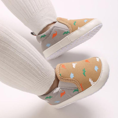Baby Canvas Shoes Dinosaur Print Crib Shoes Casual Classic Anti-Slip Booties BTS9113A